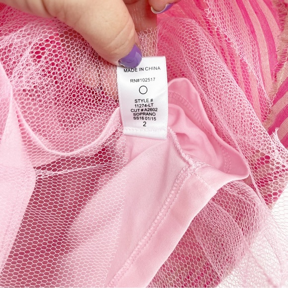 Soprano Pink Stripe Tulle Sleeveless Dress Size 2 - Picture 6 of 9